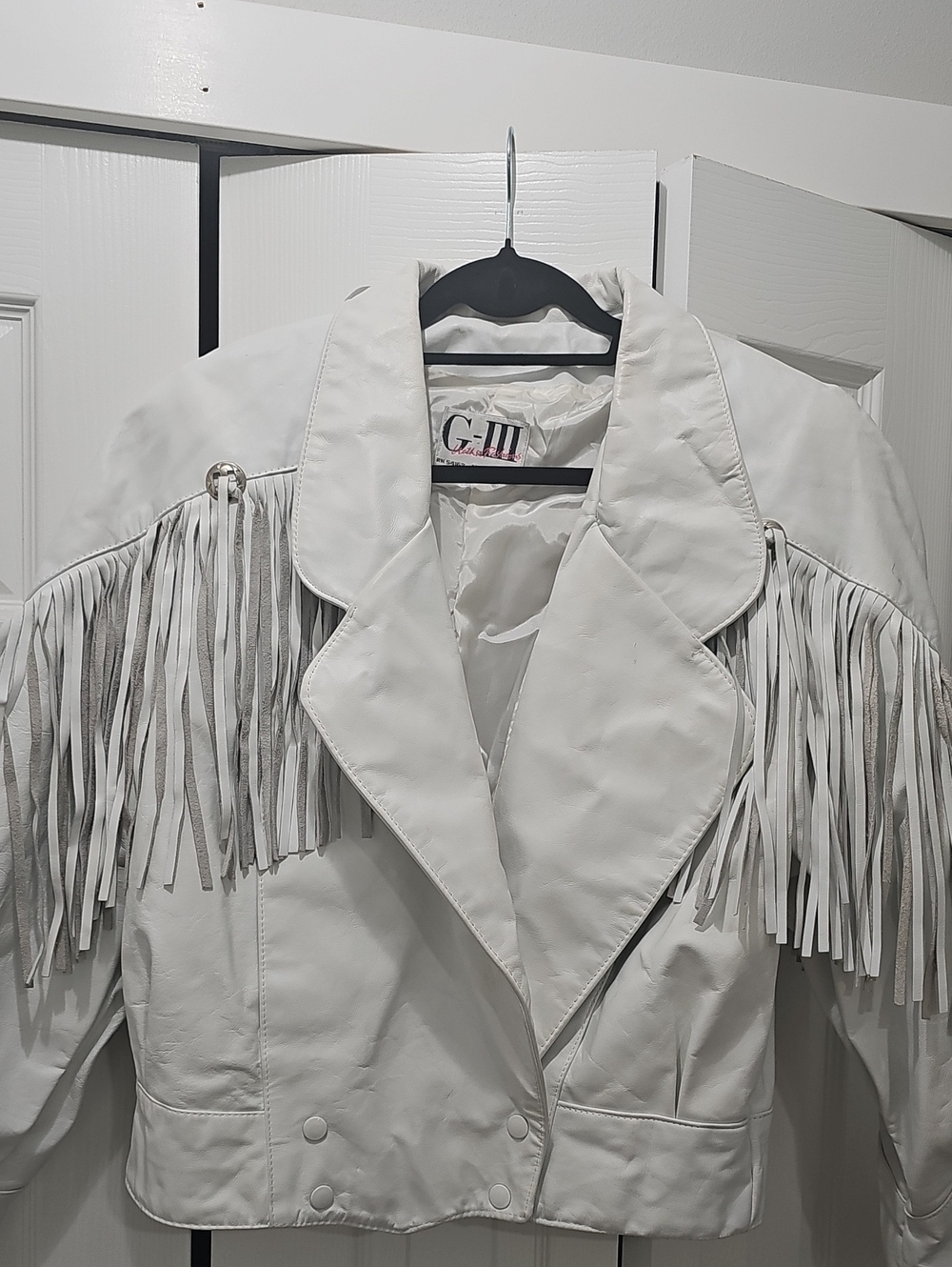 Women's White Fringe Leather Jacket